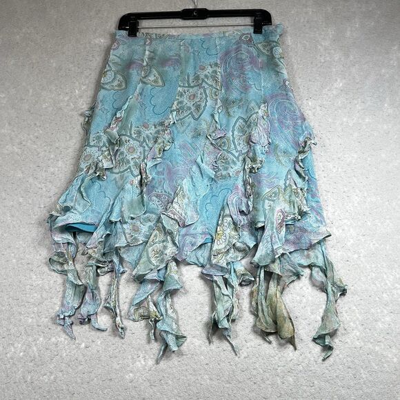 Ice Dresses & Skirts - VTG Ice Midi Skirt Womens 10 Sheer Mesh Asymmetrical Fairy Grunge Boho Silk